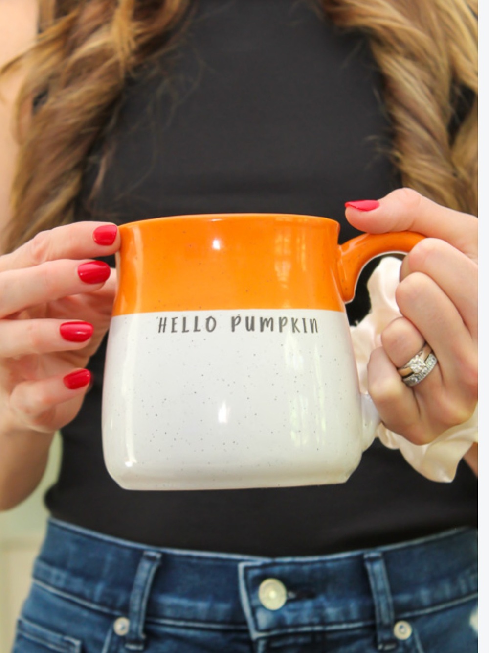 Hello Pumpkin Big Coffee Mug with Handle 24oz Fall Halloween